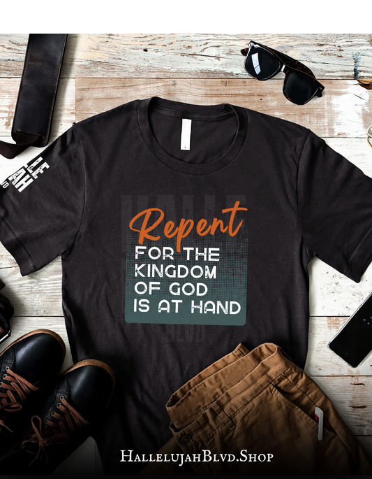 Repent (Orange) Black Unisex Adult Tshirt