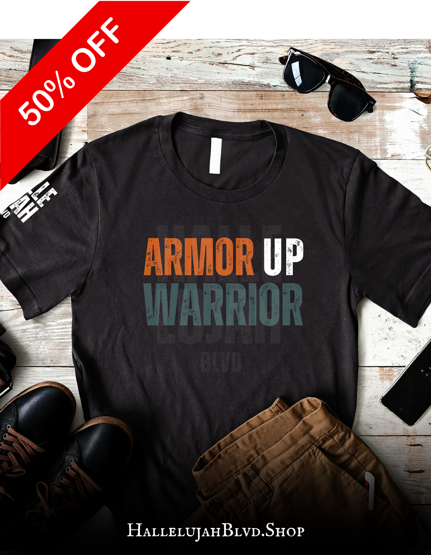 Armor Up Warrior Black Unisex Adult T-shirt